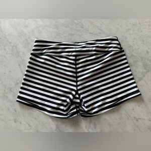 Born Primitive Black White Striped High Waisted Workout Shorts Medium NWOT